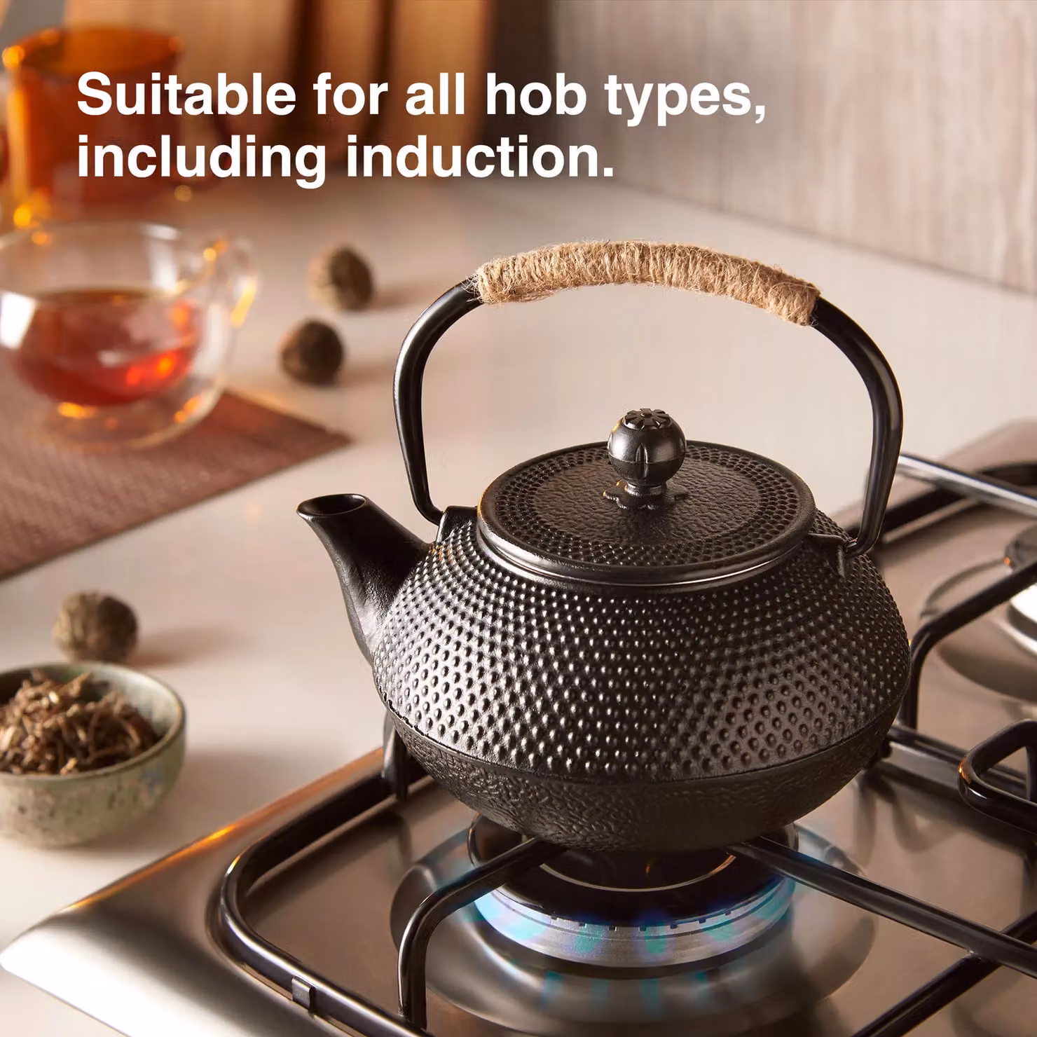 VonShef Black Cast Iron Cat Teapot with Infuser, 800ml – 2