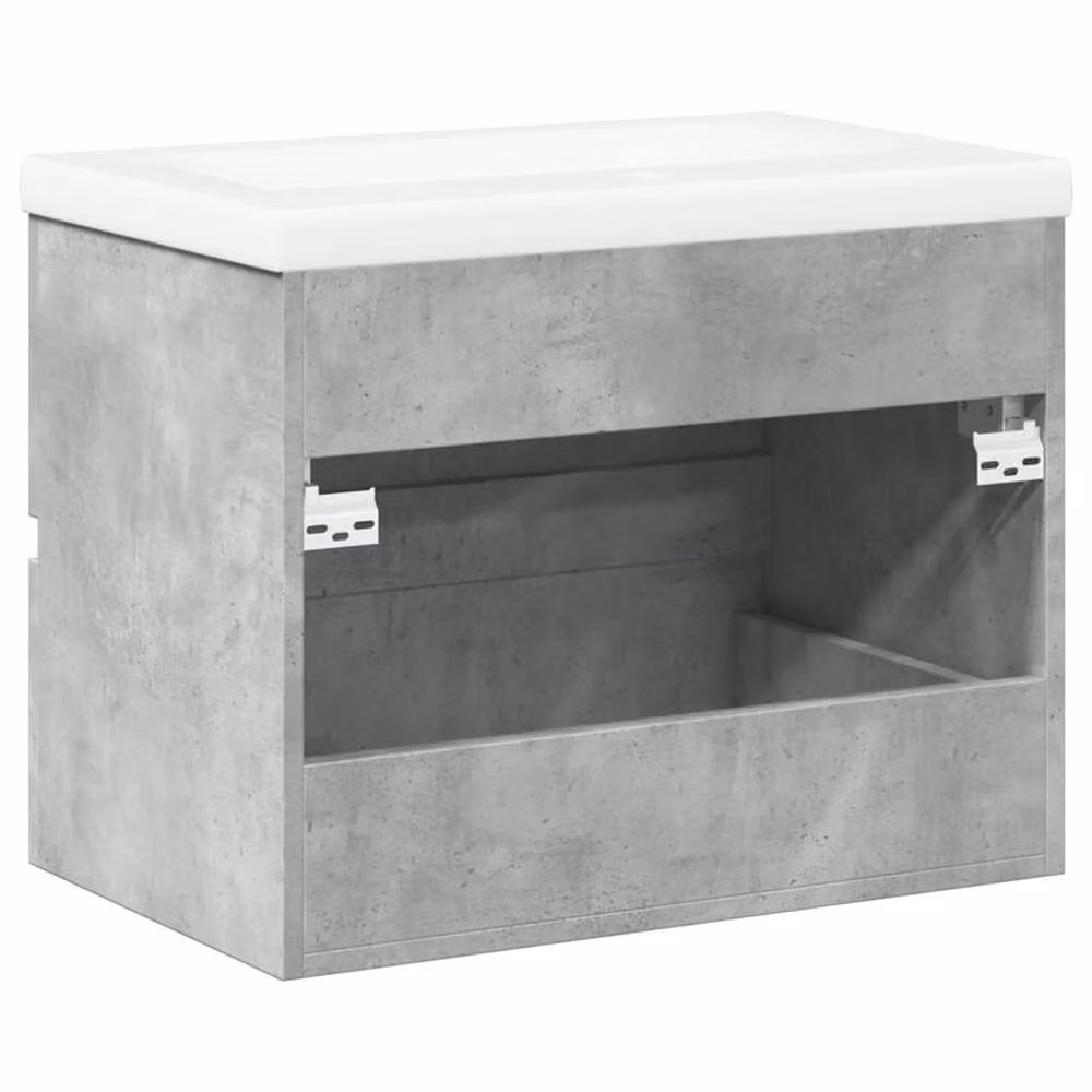 Berkfield Home 2 Piece Modern Wall Mounted Bathroom Vanity Unit Set in Grey and White, W/D/H: 60 x 38.5 x 45 cm – 2