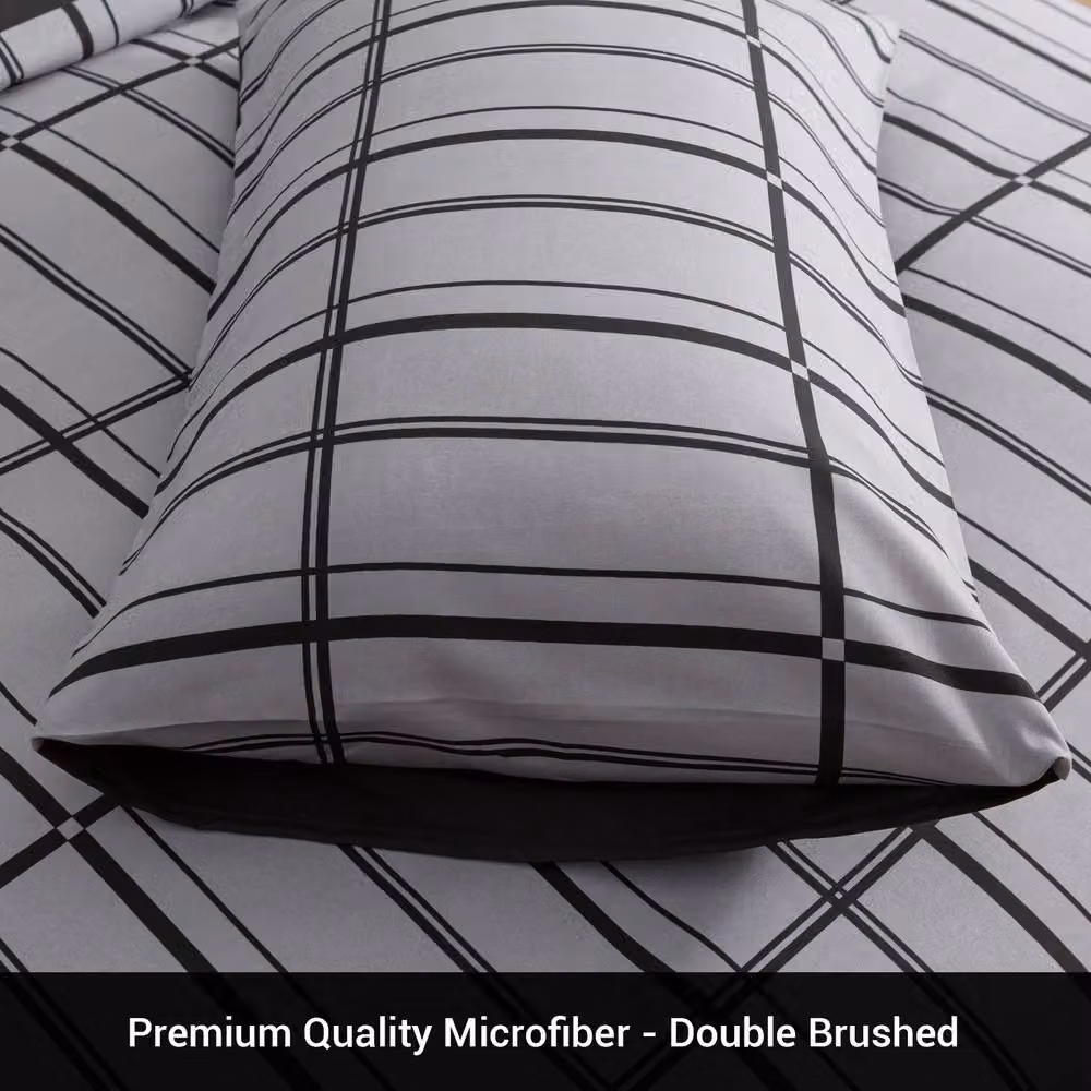 Pamposh Reversible Microfibre Duvet Cover and Pillowcase Set in Grey, Double Size (140 x 200 cm) – 5