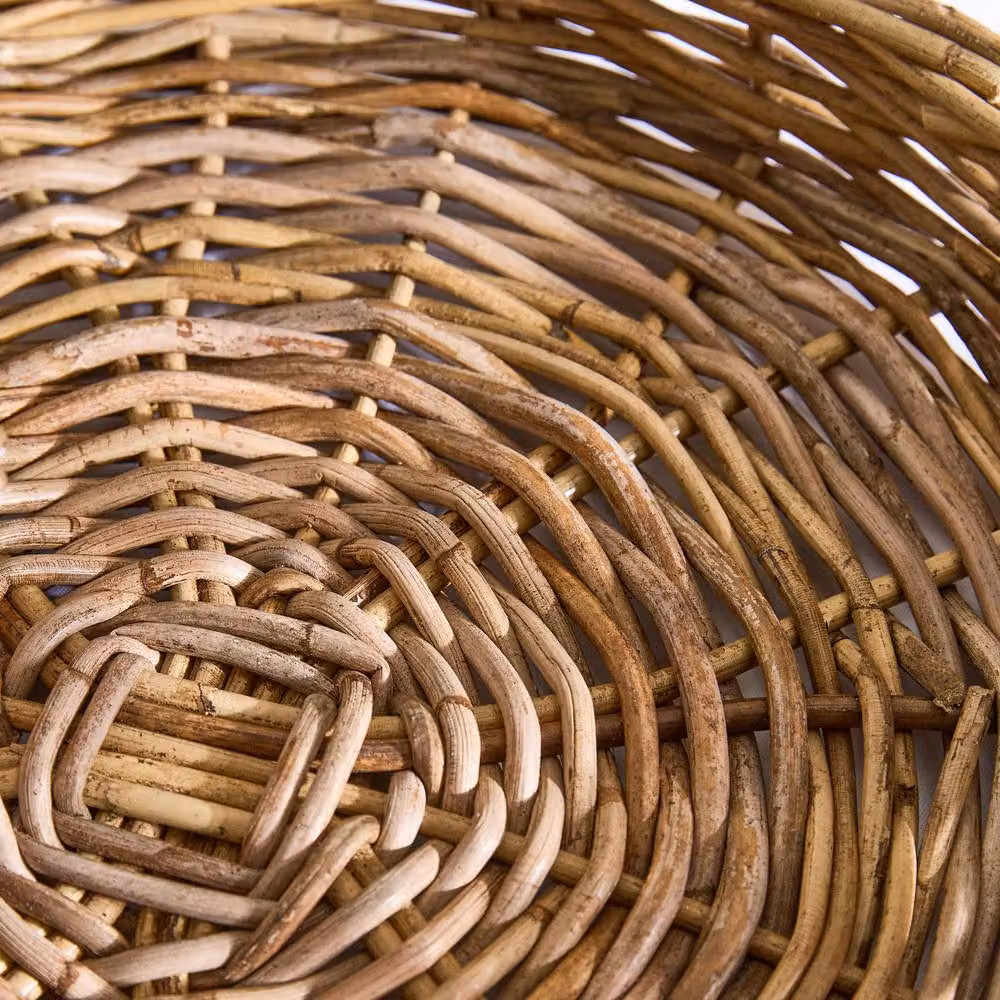 Dibor Natural Rattan Large Decorative Rectangular Tray with Handles, Brown, W: 61 cm, L: 40 cm, H: 19 cm – 3