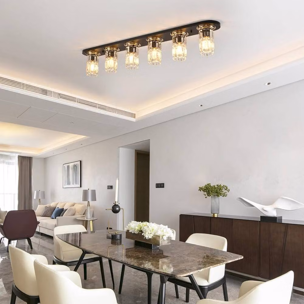 Garwarm Set of 2 Modern Crystal and Metal Ceiling Light Flush Mount Chandeliers in Black with Transparent and Multicolour Accents – 4