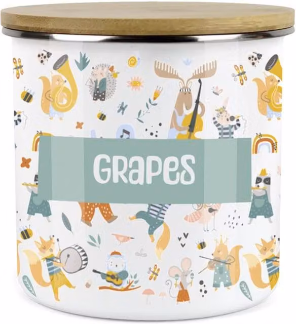 Purely Home Musical Animals Childrens Mini Snack Pot in Blue and Multicolour Enamel Metal