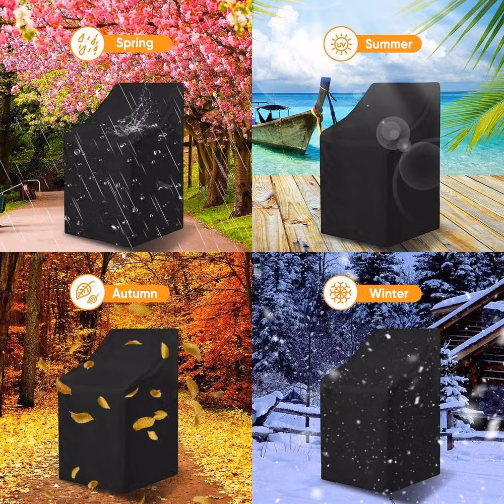 EONLION Waterproof Outdoor Stacking Dining Chair Cover in Black, 100 cm – 4