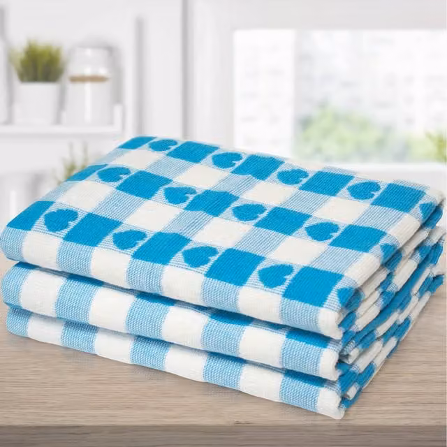Kitchen Trends Blue Striped Cotton Quick Dry Tea Towels, Pack of 3