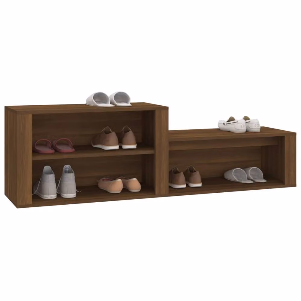 Berkfield Home Brown Oak Shoe Cabinet with Integrated Seat, W/D/H: 150 x 35 x 45 cm – 2