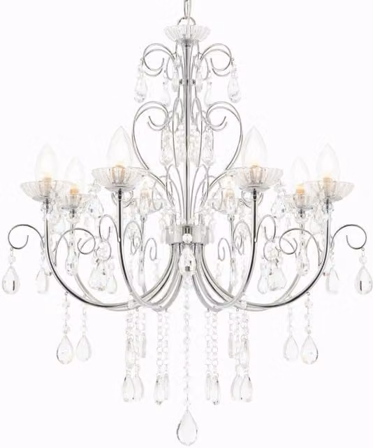 Loops Chrome and Crystal 8 Bulb IP44 Bathroom Ceiling Pendant Light