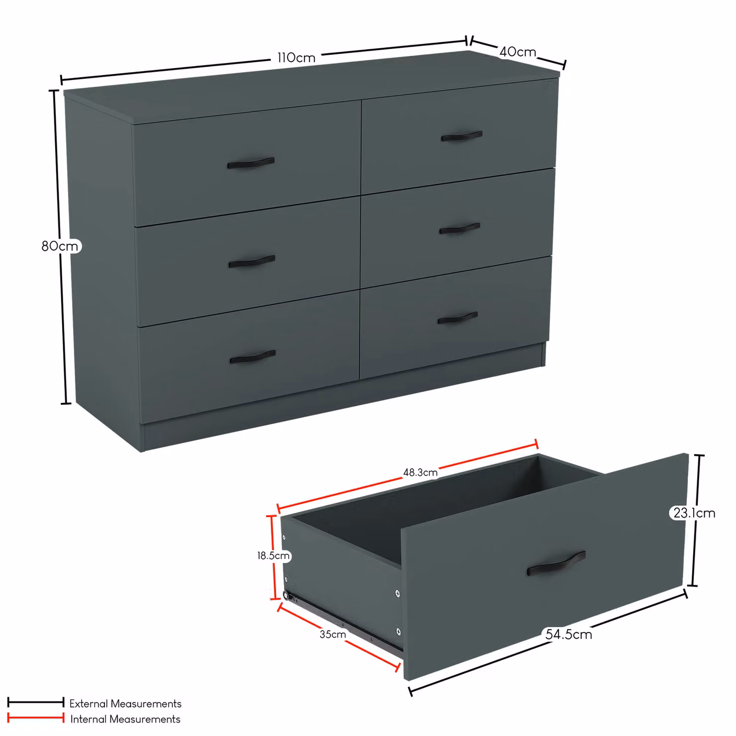 Vida Designs Riano 6 Drawer Chest of Drawers in Green – 2