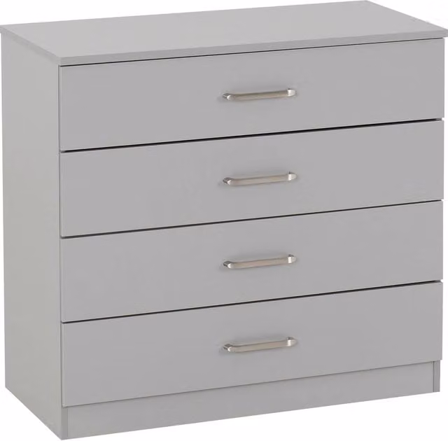 FORGEVIO Modern Metal 4 Drawer Bedroom Storage Chest in Matt Light Grey