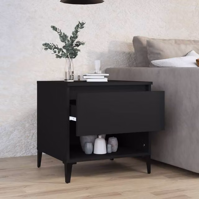Berkfield Home Modern Black Square Side Table W/D/H: 50 x 46 x 50 cm – 1
