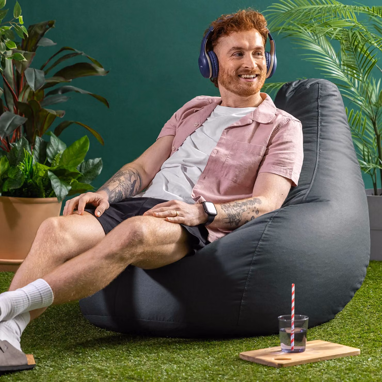 ICON Dalton High Back Adult Gaming Bean Bag Chair for Indoor and Outdoor Use in Grey Anthracite – 2