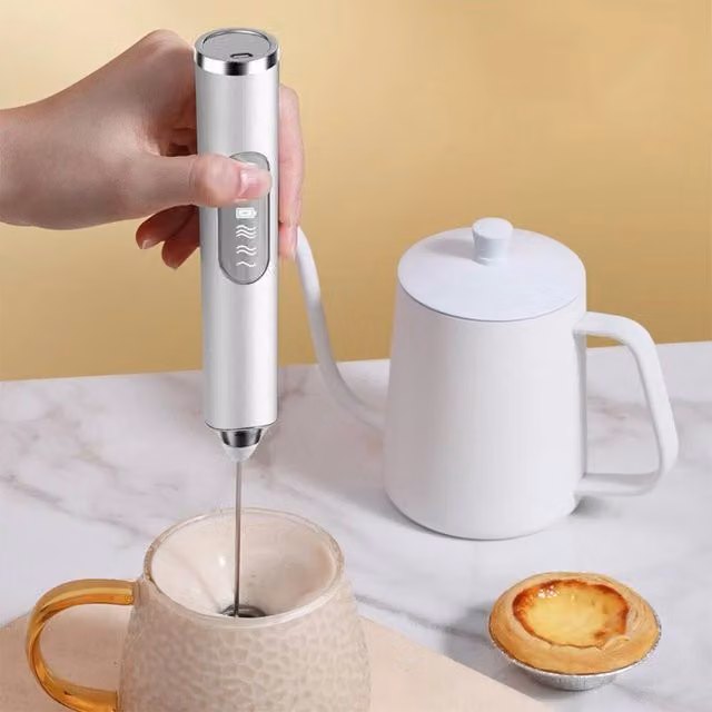 SPETLEK Rechargeable Electric Milkshake and Hot Drink Whisk in White