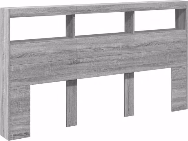 Berkfield Home Headboard Cabinet with LED in Grey Sonoma, W/D/H: 180 x 17 x 102 cm – 1