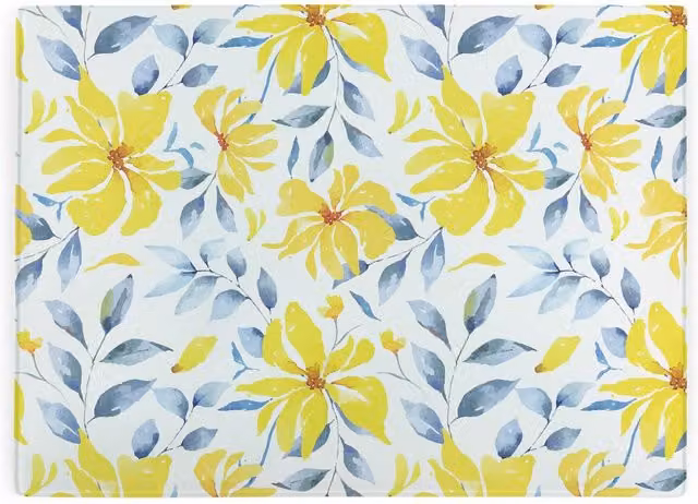 Purely Home Yellow Flowers Glass Rectangular Worktop Saver