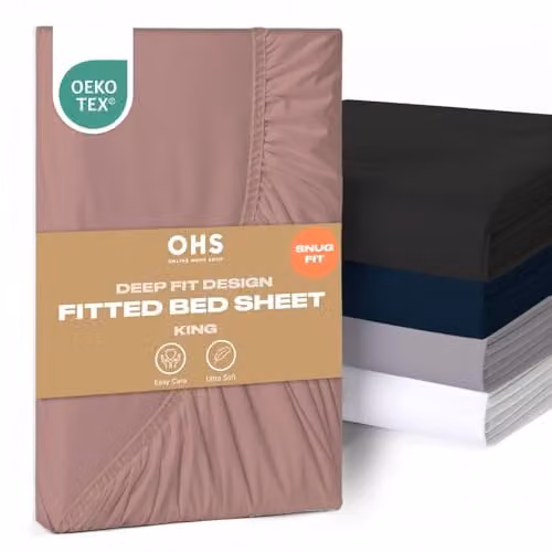 OHS Pink Microfibre Deep Fitted Bed Sheet, W/D/H: 152 x 180 x 30 cm – 1
