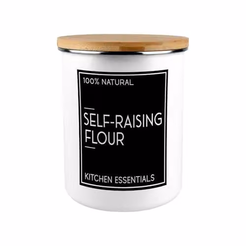 Purely Home Black and White Enamel Self-Raising Flour Storage Canister with Bamboo Lid – 1