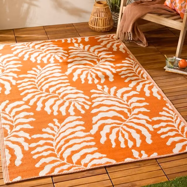 Furn Tocorico Reversible Woven Outdoor Rug in Orange, W/D: 120 x 180 cm