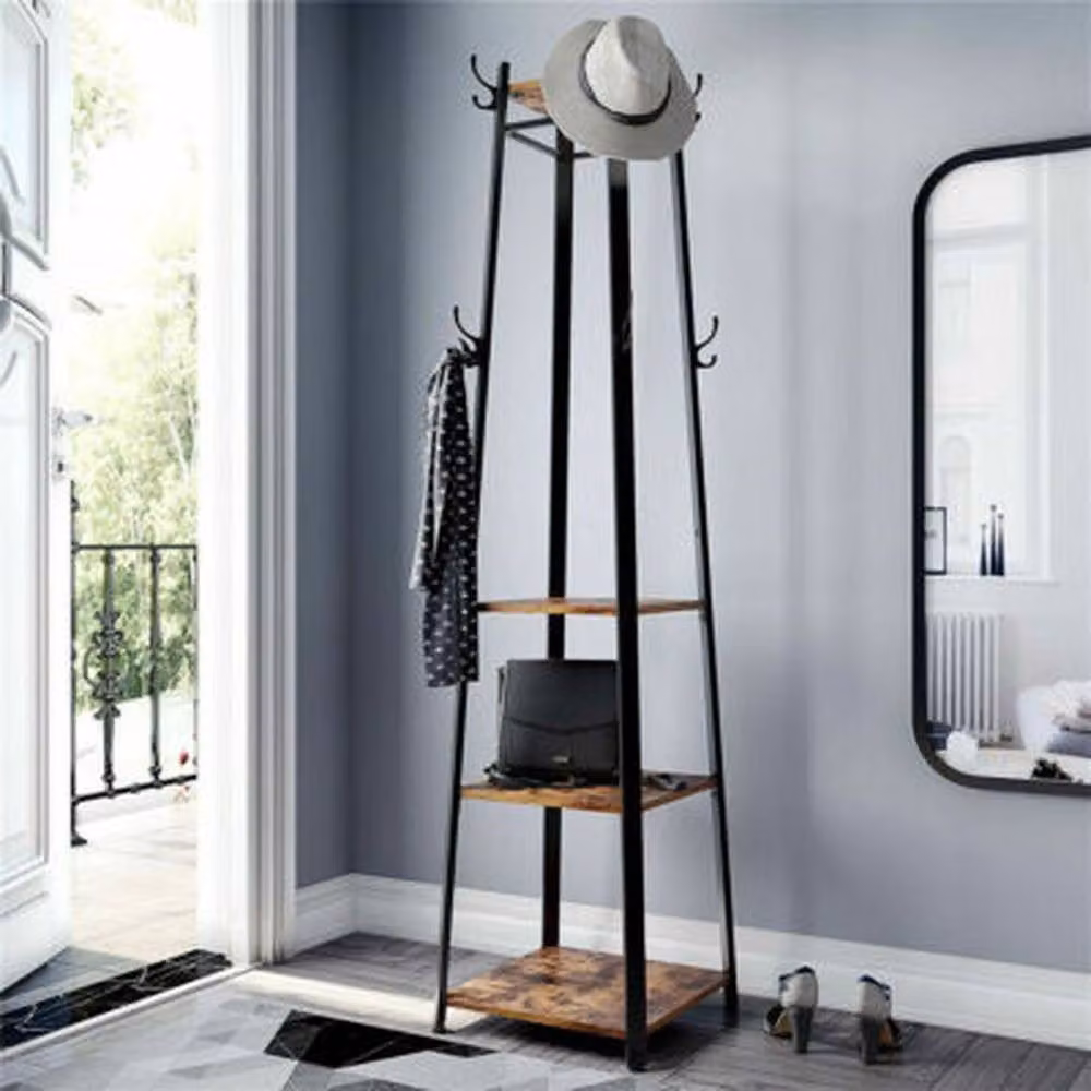 NESTLUNE 4-Tier Coat Hanger and Jacket Rack with Umbrella Stand in Matt Black, Height: 183 cm – 6