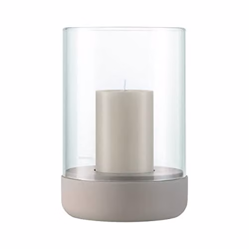 Blomus Calma Hurricane Lantern Fungi in Grey and Transparent, W/D/H: 22.0 x 15.0 x 15.0 cm – 1