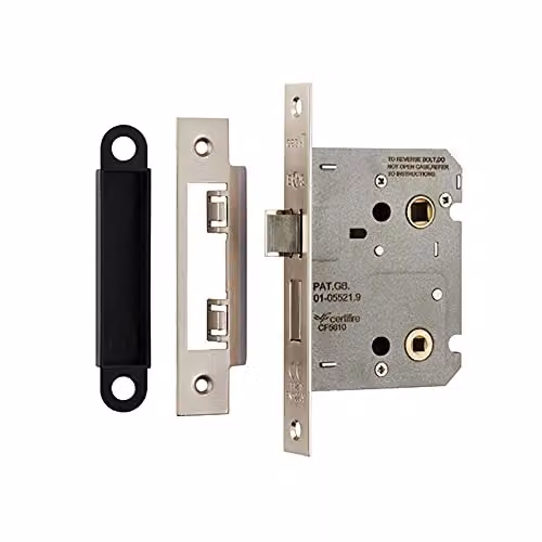 Loops Satin Nickel Bathroom Door Sashlock Latch with Square Forend and Thumb Turn – 2