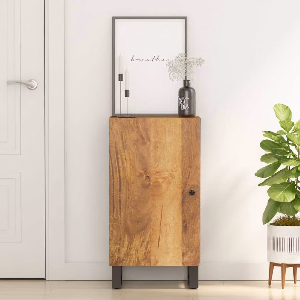 Berkfield Home Industrial Mango Wood Sideboard with Door in Brown, W/D/H: 40 x 31 x 75 cm – 2