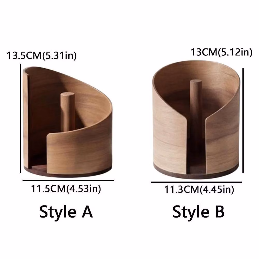 SPETLEK Round Wooden Paper Towel Holder and Tissue Storage Box in Brown – 2