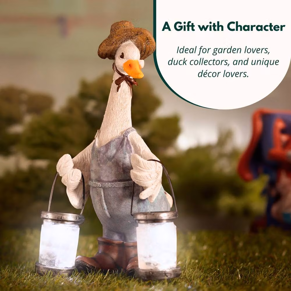 Marco Paul Multicolour Solar Light Duck with Lanterns Resin Garden Ornament – 8