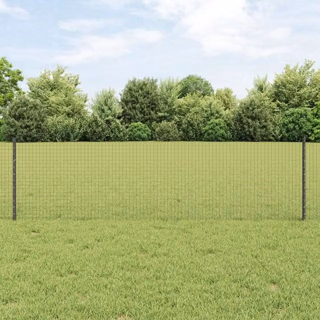 Berkfield Home Grey Steel Welded Wire Fence with 44 U Posts, 0.6 x 100 m