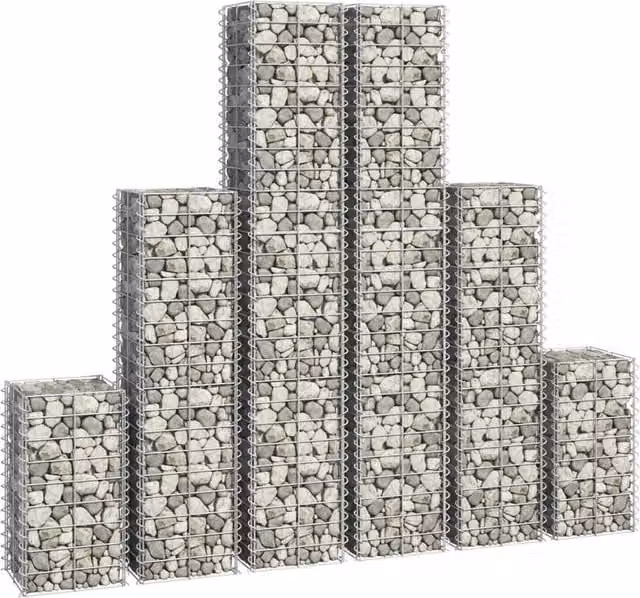 Berkfield Home 6 Piece Durable Galvanised Steel Gabion Set in Silver – 1
