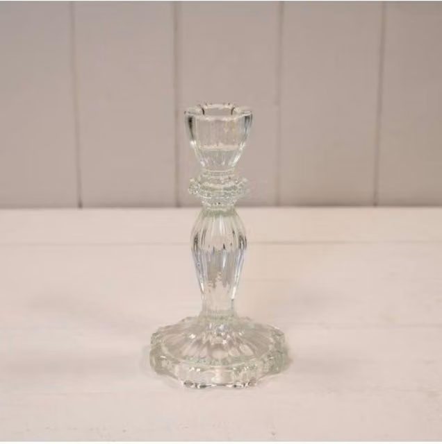 KDMD Elegant Transparent Glass Taper Candle Stick Holder