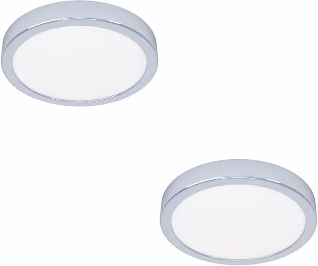 Loops 2 Pack Chrome Round LED Ceiling Light with Bulbs Included