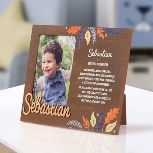 History & Heraldry Pre-personalised Sebastian Child's Picture Frame, Brown, W: 11 cm, H: 8.5 cm