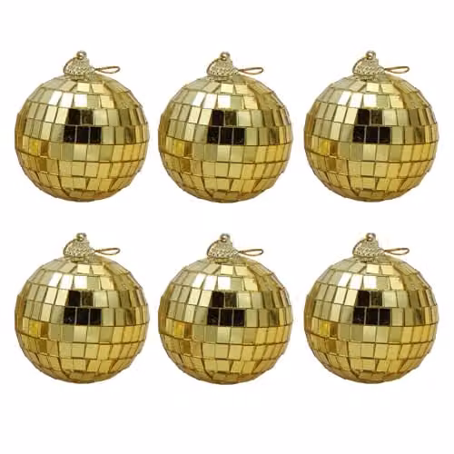Garden Greatness Gold Disco Ball Bauble Hanging Decorations, 6 Pack