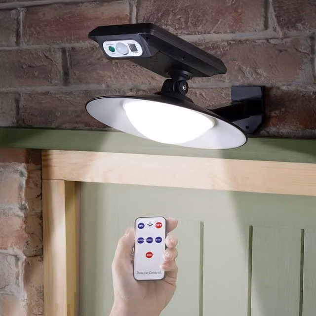 Victor Tools Solar LED Porch Light with Remote Control and Motion Sensor in Black