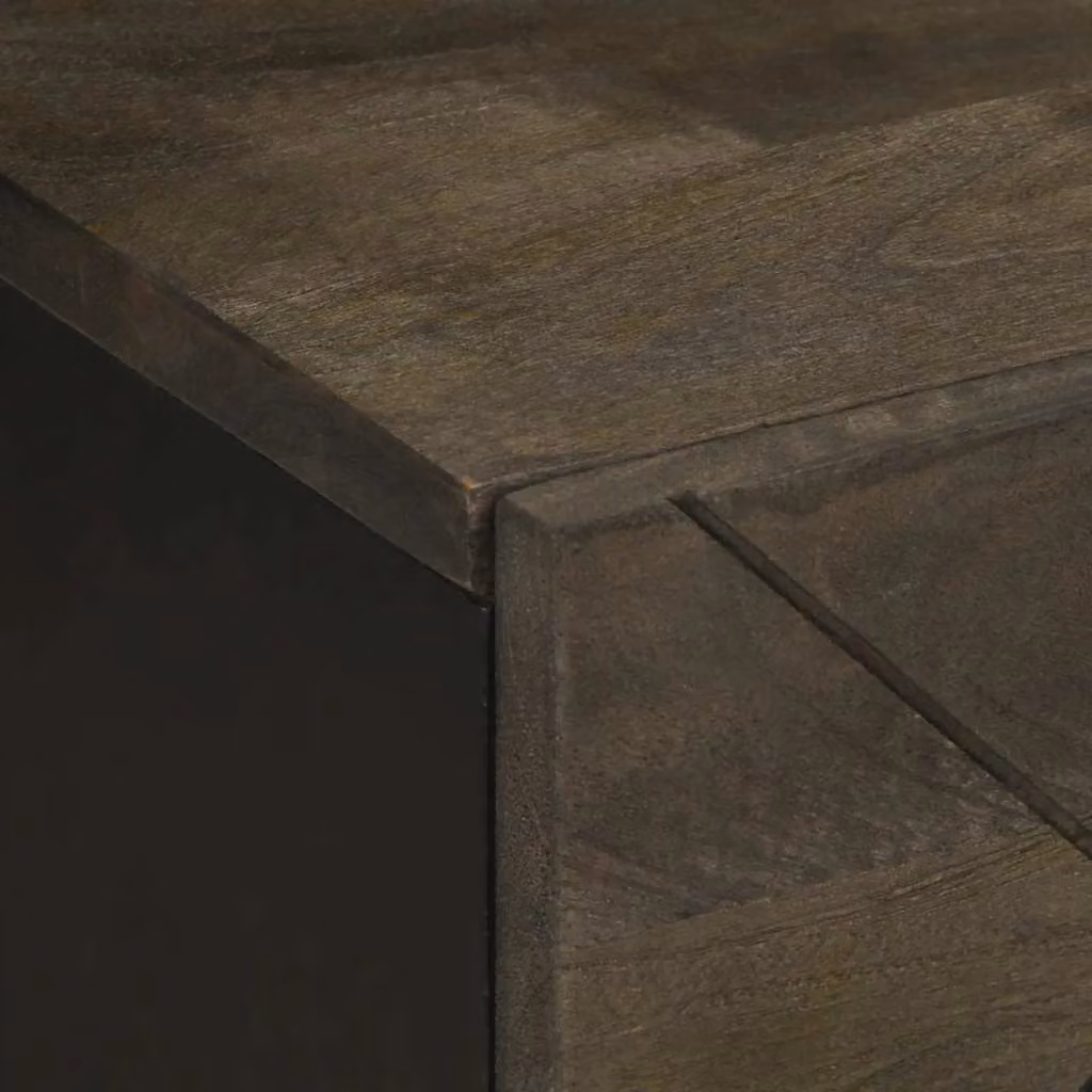 Berkfield Home Set of 2 Black Mango Wood Bedside Cabinets, W: 40 cm, D: 33 cm, H: 46 cm – 6