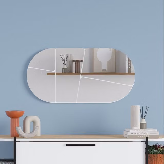 Decortie Otis Modern Oval Wall Mounted Glass Mirror - White