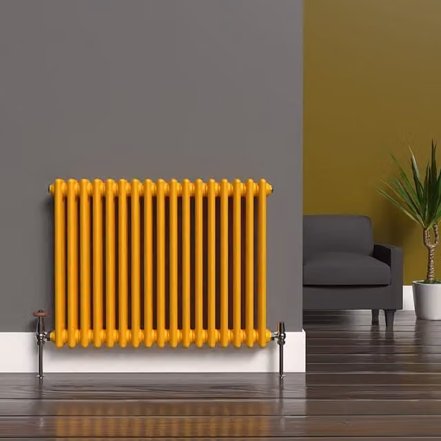 Lux Heat Horizontal Column Radiator in Sunflower Yellow, W: 78.5 cm, H: 60 cm