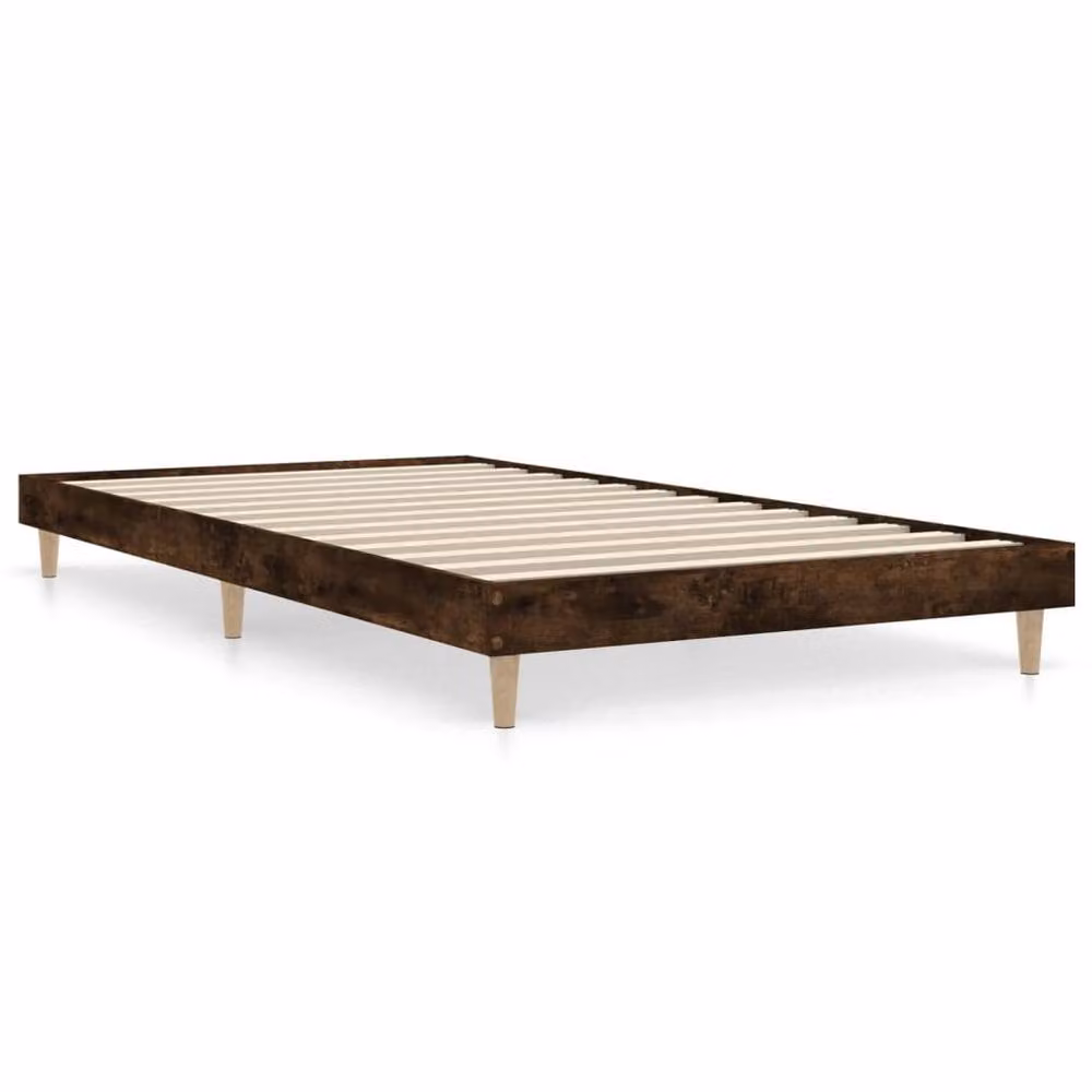 Berkfield Home Durable Bed Frame in Smoked Oak and Eucalyptus Wood, Brown, W: 100 cm, D: 200 cm, H: 20 cm – 3