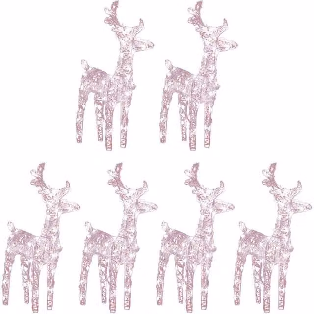 Berkfield Home Christmas Reindeer LED Lights, 6 Piece Set, Warm White, Acrylic