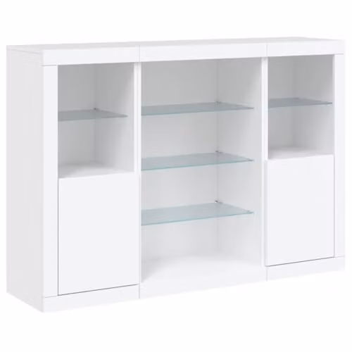 vidaXL Set of 3 Modern White Matt MDF Sideboards with Integrated LED Lighting