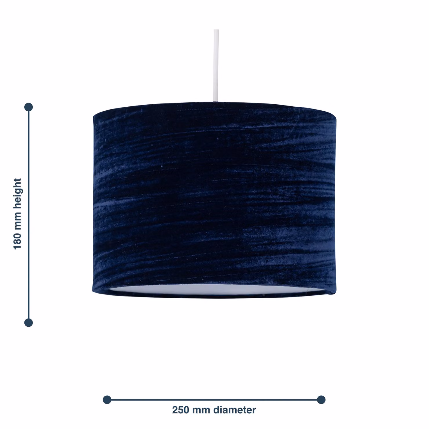 First Choice Lighting Blue Round Fabric Pendant Lightshade, Diameter: 25 cm – 5