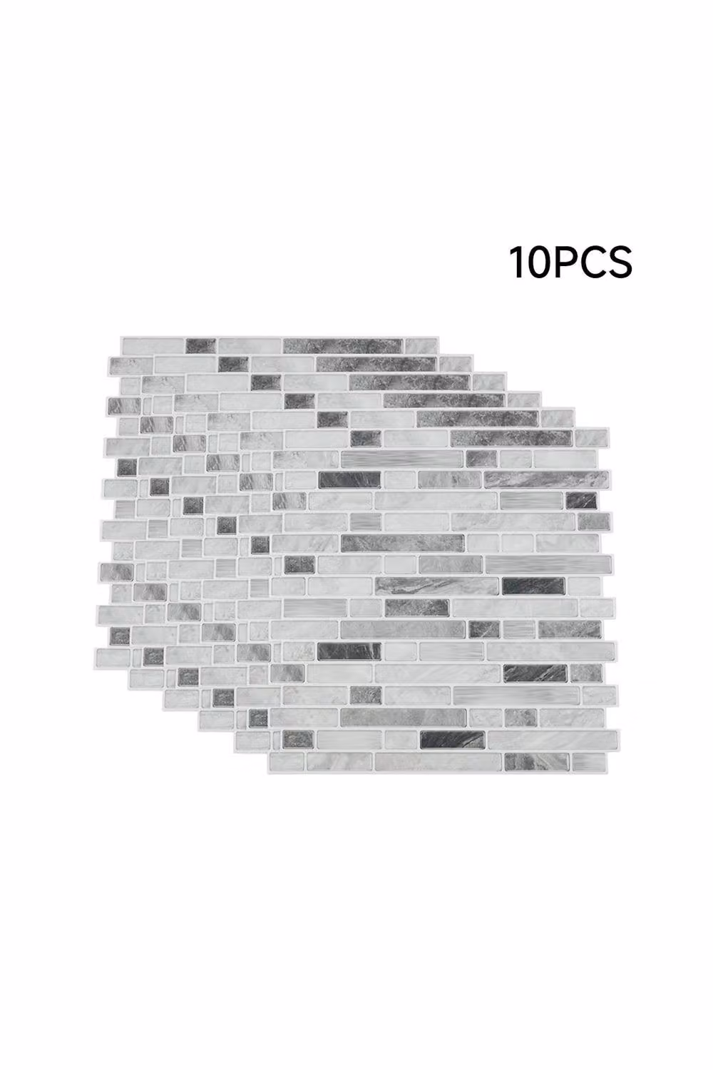 Living and Home 10Pcs Self-Adhesive Marble Effect Mosaic Splashback Tiles, Light Grey, PVC – 2