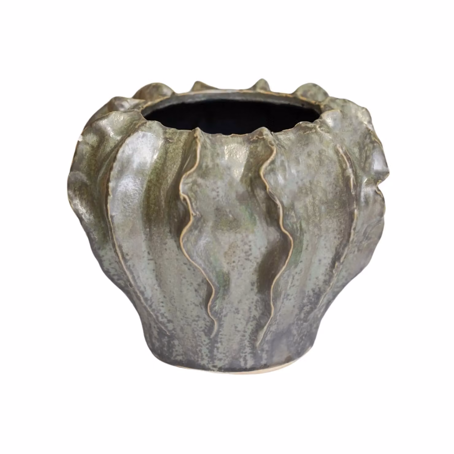 Ivyline Scarlet Coral Reef Green Ceramic Planter H: 18 cm, D: 23 cm – 2