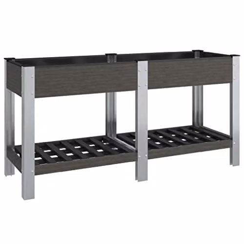 vidaXL Garden Raised Bed with Shelf, Grey WPC Composite