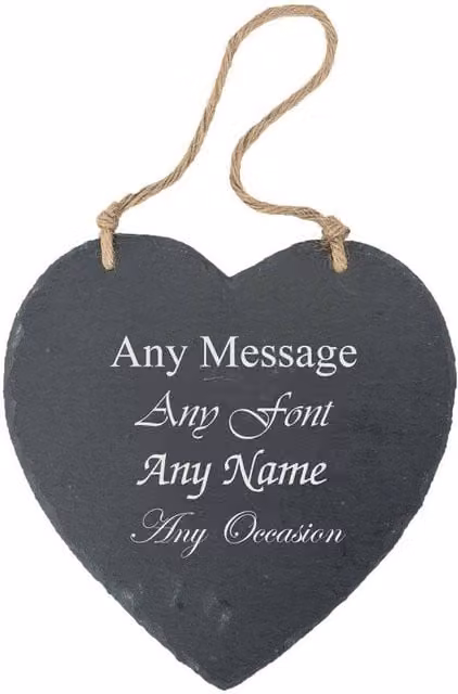 Uniqueful Personalised Large Heart Hanging Slate Notice and Menu Board in Grey – 1
