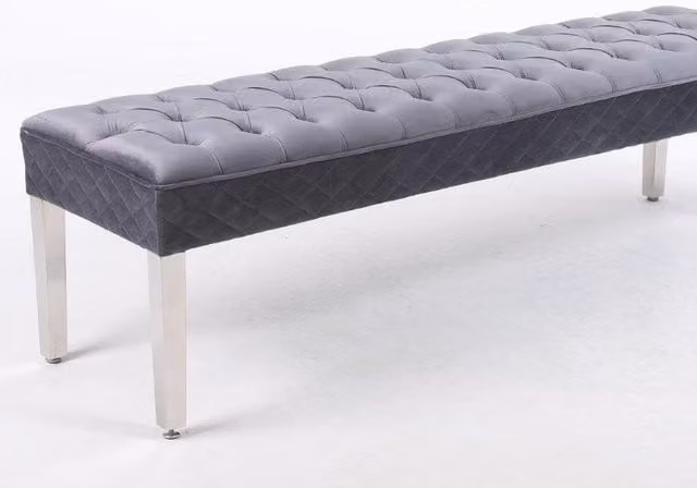Modernique Precious Velvet Bench Footstool in Grey, Width: 155 cm