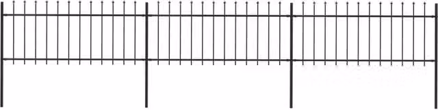 Berkfield Home Spear Top Steel Garden Fence, Black, W: 5.1 m, H: 0.8 m