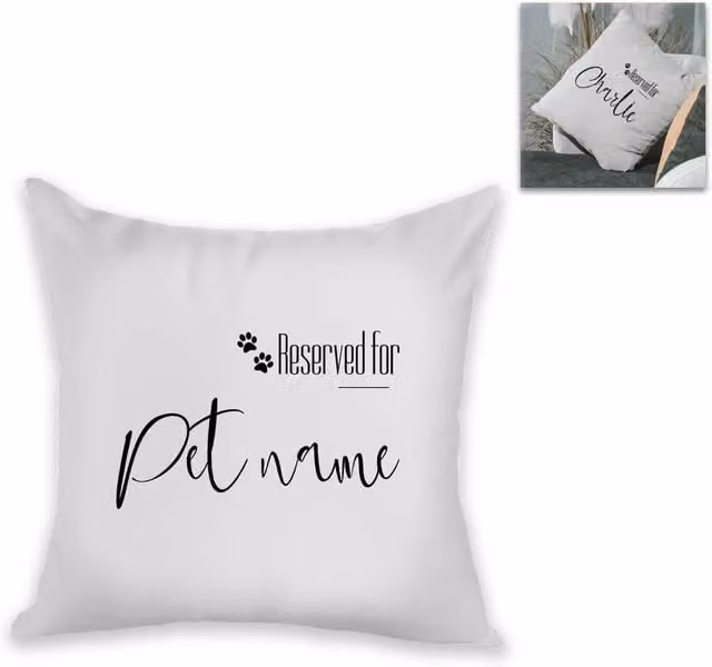 Uniqueful Personalised Pet Name Cushion in White, W/D/H: 40 x 40 x 40 cm