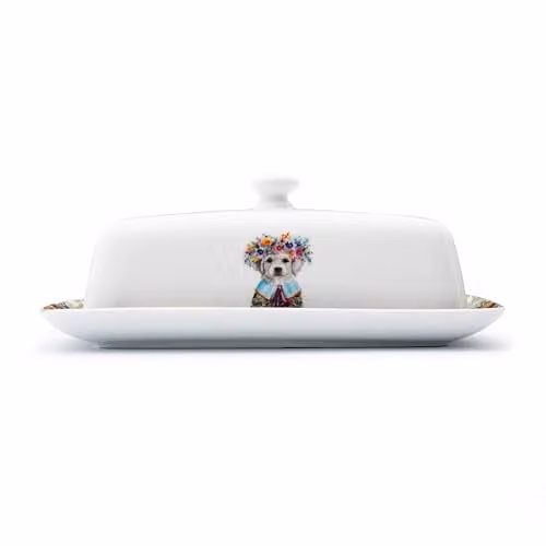 Mikasa Tipperleyhill Decorative Ceramic Butter Dish with Lid, Multicolour, W: 21 cm, D: 11 cm, H: 7 cm