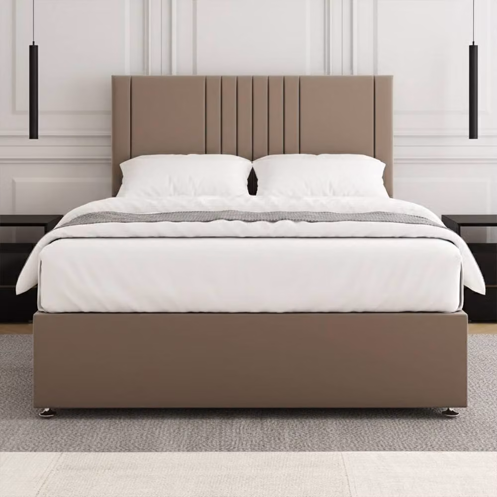 Regional Furnishings Small Double Plush Velvet Divan Bed with 24 inch Headboard in Bronze, W/D/H: 120 x 200 cm – 2