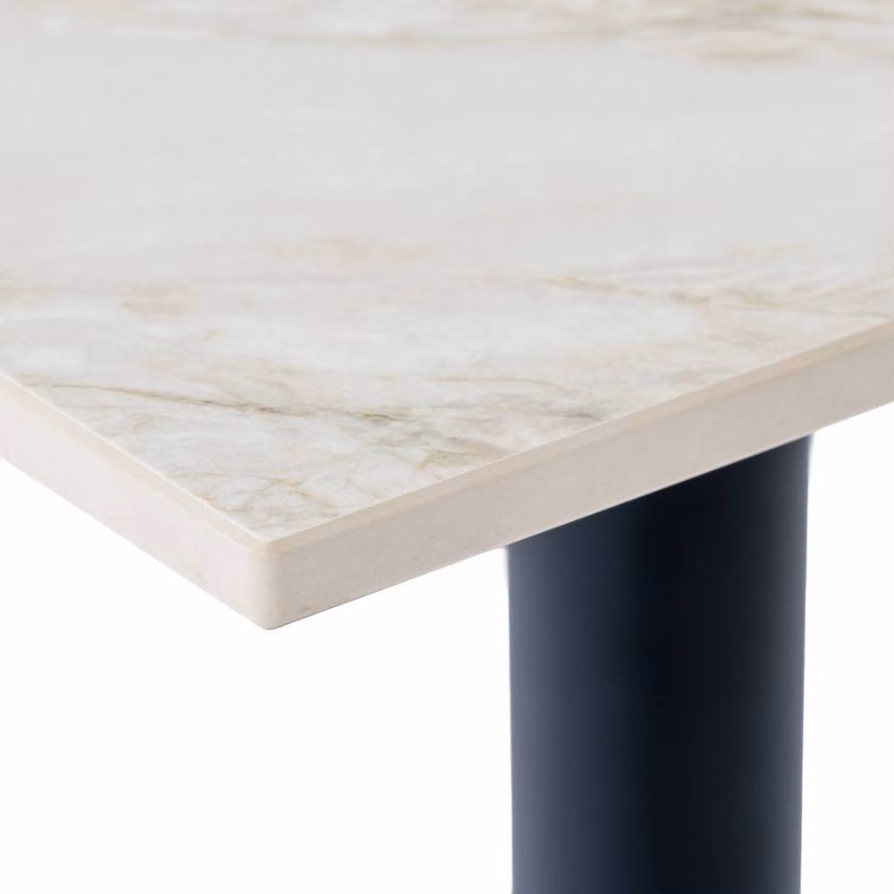 Lemon Pavilion Furniture and Decor Romanby Stone Square Dining Table in White Metal, W60 x D60 x H78 cm – 3